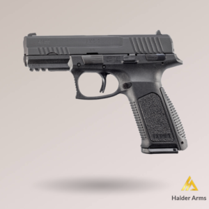 AHSS FXS 9 – Striker-fired 9mm pistol with 15+1 and 17+1 mags, cold-forged barrel, and tactical reliability. Now available in Pakistan at Haider Arms.